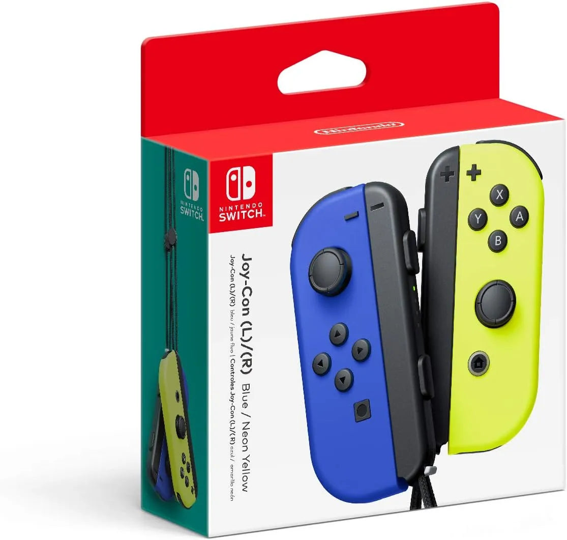 Nintendo Switch Joy-Con Pair โ Blue & Neon Yellow | Left & Right Wireless ControllersGaming Accessories๐ฎ Versatile Gameplay Options: Use as a single controller or split into two for local multiplayer fun on Nintendo Switch. ๐น๏ธ Blue & Neon Yellow Design: